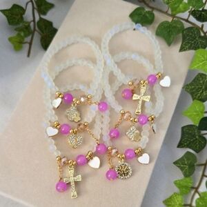 Iridescent Glass Charm Bracelet Set